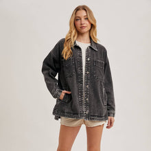 Load image into Gallery viewer, Button Down Denim Shirt/Jacket ~ Black