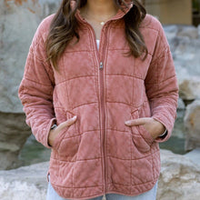 Load image into Gallery viewer, Mineral Washed Quilted Jacket in Terracotta