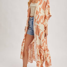 Load image into Gallery viewer, Boho Ruffle Tiered Open Front Maxi Kimono
