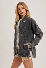 Load image into Gallery viewer, Button Down Denim Shirt/Jacket ~ Black