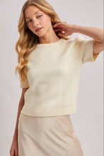 Load image into Gallery viewer, Short Sleeve Knit Sweater with Pinned Shoulder Detail