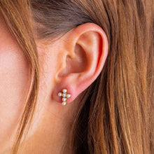 Load image into Gallery viewer, Stud Earrings - Gold-Plated + Pearl Crosses - Faith