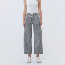 Load image into Gallery viewer, High Rise Drawstring Grey Leopard Barrel Jeans