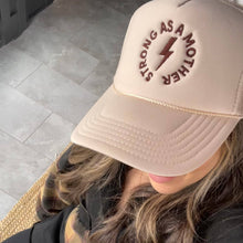 Load image into Gallery viewer, Strong as a mother™ Embroidered Trucker Hat - Sand