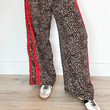 Load image into Gallery viewer, Leopard Print Contrast Lace Striped Drawstring Pants