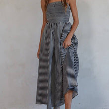 Load image into Gallery viewer, Striped Strapless Flare Maxi Dress