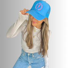 Load image into Gallery viewer, Strong as a mother™ Embroidered Trucker Hat - Sky Blue