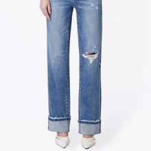 Load image into Gallery viewer, High Rise Distressed Cuffed Slim Wide Jeans ~ by Flying Monkey