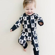 Load image into Gallery viewer, Bamboo Baby Clothing Zip Romper | Checks & Bolts