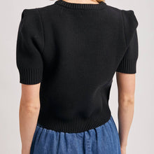 Load image into Gallery viewer, Short Sleeve Knit Sweater with Pinned Shoulder Detail
