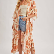 Load image into Gallery viewer, Boho Ruffle Tiered Open Front Maxi Kimono