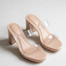 Load image into Gallery viewer, Clear Strap Block Heel Sandals