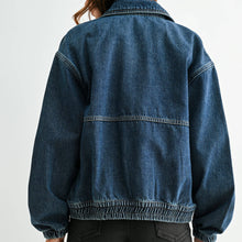 Load image into Gallery viewer, Dark Denim Zip Up Jacket