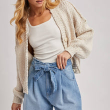 Load image into Gallery viewer, Cropped Popcorn Knit Cardigan