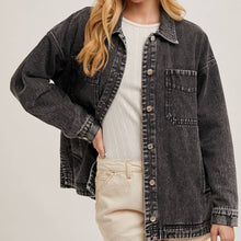 Load image into Gallery viewer, Button Down Denim Shirt/Jacket ~ Black