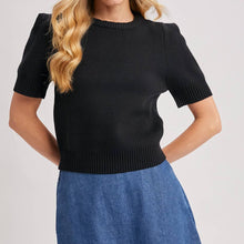 Load image into Gallery viewer, Short Sleeve Knit Sweater with Pinned Shoulder Detail