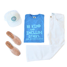 Load image into Gallery viewer, Be Kind & Include Others. Garment-Dyed Crew ~ Blue