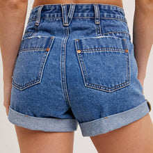Load image into Gallery viewer, Western Pocket Rolled Hem Denim Shorts