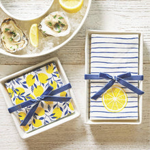 Load image into Gallery viewer, Ceramic Napkin Tray + Napkins - Lemons