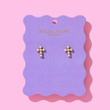 Load image into Gallery viewer, Stud Earrings - Gold-Plated + Pearl Crosses - Faith