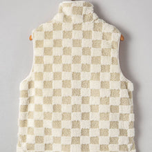 Load image into Gallery viewer, Sherpa Checkerboard Snap Button Vest Jacket