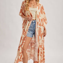 Load image into Gallery viewer, Boho Ruffle Tiered Open Front Maxi Kimono
