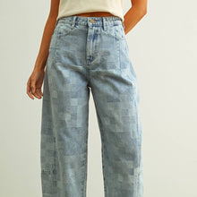 Load image into Gallery viewer, Checkerboard Pattern Barrel Jeans
