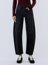 Load image into Gallery viewer, High Rise Ankle Barrel Jeans ~ Black
