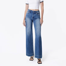 Load image into Gallery viewer, High Rise Trouser Fold Wide Leg Jeans

