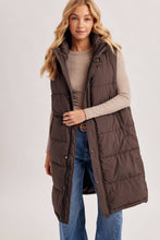 Load image into Gallery viewer, Longline Quilted Puffer Vest

