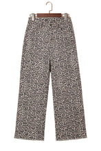 Load image into Gallery viewer, 66 Western Leopard Frayed Edge Wide Leg High Waist Jeans
