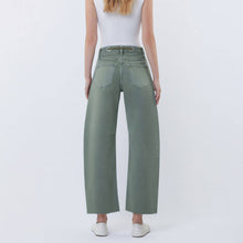 Load image into Gallery viewer, Super High Rise Drawstring Wide Barrel Jeans ~ Olive
