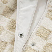 Load image into Gallery viewer, Sherpa Checkerboard Snap Button Vest Jacket
