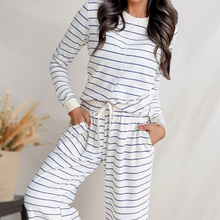Load image into Gallery viewer, Striped Print Long Sleeve Top &amp; Pants Set ~ Blue Stripe
