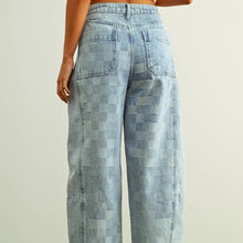 Load image into Gallery viewer, Checkerboard Pattern Barrel Jeans
