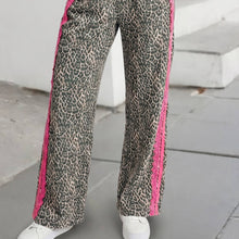 Load image into Gallery viewer, Leopard Contrast Pink Lace Detail Drawstring Pants
