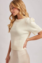 Load image into Gallery viewer, Short Sleeve Knit Sweater with Pinned Shoulder Detail
