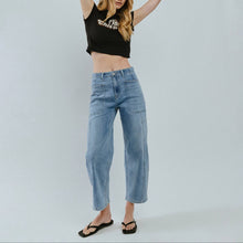 Load image into Gallery viewer, High Rise Barrel Jeans w/Elastic Waist ~ Flying Monkey
