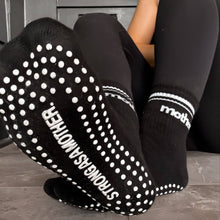 Load image into Gallery viewer, Mother Throwback Half Crew Striped Grip Socks - Black
