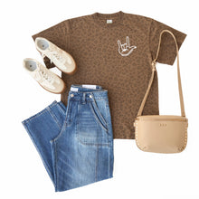 Load image into Gallery viewer, I Love You sign. Leopard oversized tee
