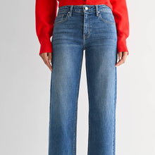 Load image into Gallery viewer, Mid Rise Slim Wide Leg - Just Black Denim ~ Medium
