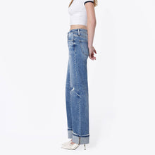 Load image into Gallery viewer, High Rise Distressed Cuffed Slim Wide Jeans ~ by Flying Monkey
