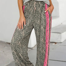 Load image into Gallery viewer, Leopard Contrast Pink Lace Detail Drawstring Pants
