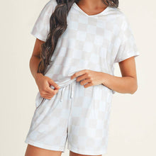 Load image into Gallery viewer, Checkered Drawstring Shorts Lounge Set
