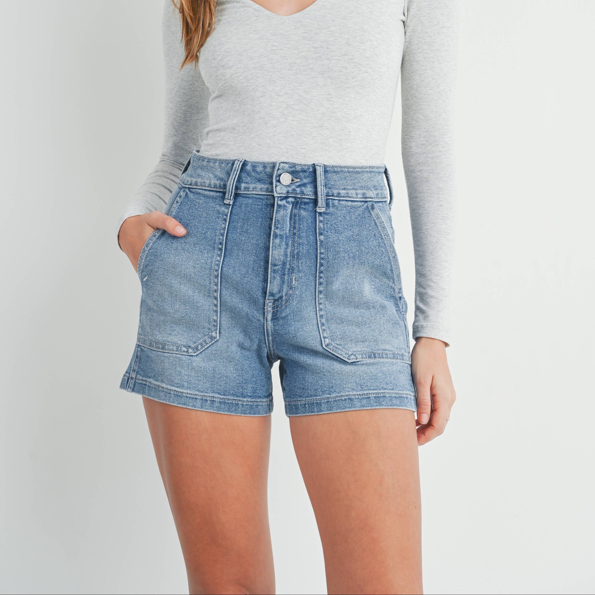 High Rise Utility Cargo Shorts by Just Black Denim – Rebel Clothing ...