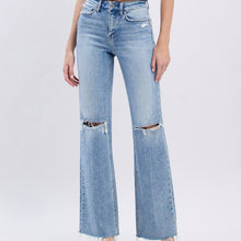 Load image into Gallery viewer, High Rise Distressed Slim Wide Jeans
