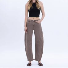 Load image into Gallery viewer, High Rise Barrel Jean by Flying Monkey ~ Stone
