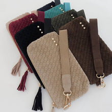 Load image into Gallery viewer, Suede Emma Woven Clutch Wristlet
