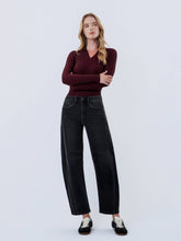 Load image into Gallery viewer, High Rise Ankle Barrel Jeans ~ Black
