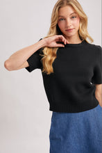 Load image into Gallery viewer, Short Sleeve Knit Sweater with Pinned Shoulder Detail
